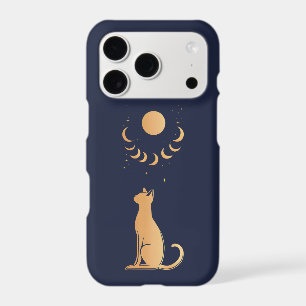 Celestial Cat Moon Phases Gold iPhone Case
