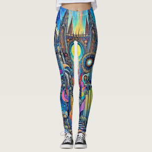 Celestial Cathedral Cityscape Leggings