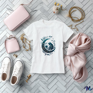 Celestial Cats Abstract Art Design T-Shirt