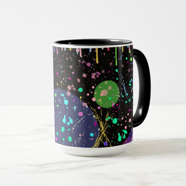 Celestial Celebrations: Maximalist Abstract Art  Mug (Front Right)