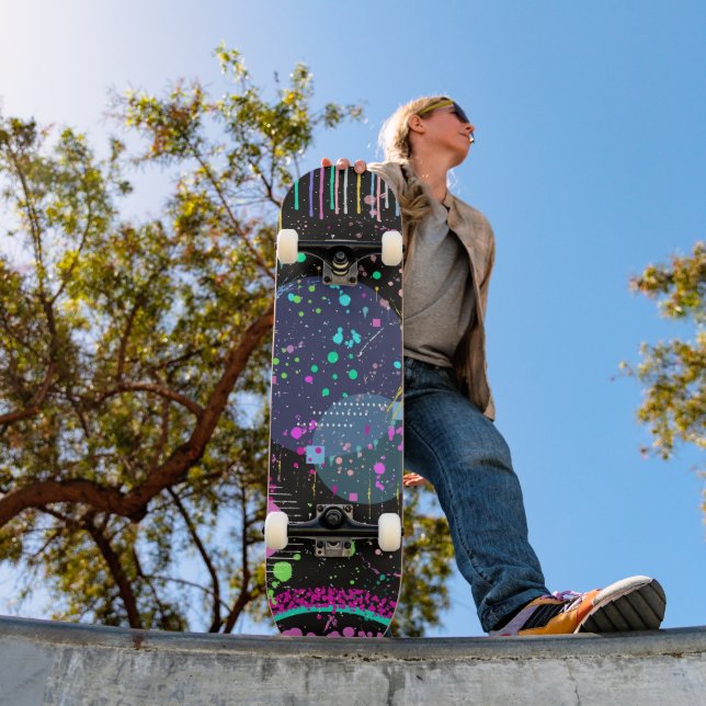 Celestial Celebrations: Maximalist Abstract Art  Skateboard (Outdoor 1)