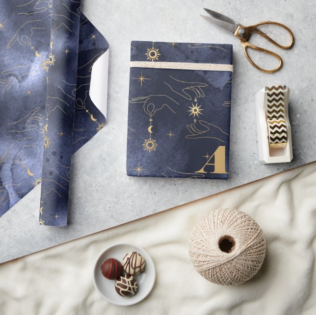 Celestial celebrations Tarot Card Hand Astrologer Wrapping Paper (Crafts)