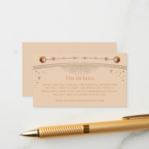 Celestial Champagne Gold Wedding Details Mystical Enclosure Card