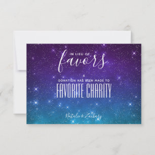Celestial Charity In Lieu of Favours Wedding Card