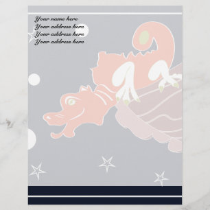 Celestial Chinese Dragon Moonlit Fantasy Art Letterhead Design