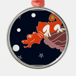 Celestial Chinese Dragon Moonlit Fantasy Art Metal Tree Decoration