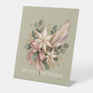 Celestial Christmas Elegance Pedestal Sign