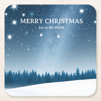 Celestial Christmas with Constellations & Winter Square Paper Coaster
