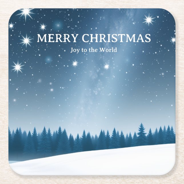 Celestial Christmas with Constellations & Winter Square Paper Coaster (Front)