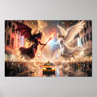 Celestial Clash of Light and Shadow Poster