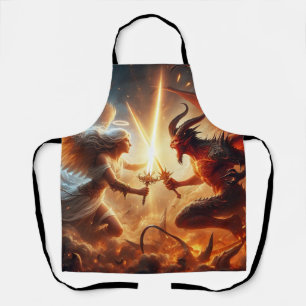Celestial Clash: Red & Gold Apron