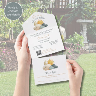 Celestial Cloud Baby Shower Invitation All in One