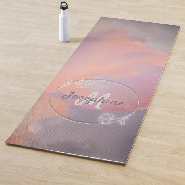 Celestial Cloud Monogram Sunset Elegant Cool Chic Yoga Mat (In Situ)