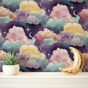 Celestial Clouds and Stars Wallpaper