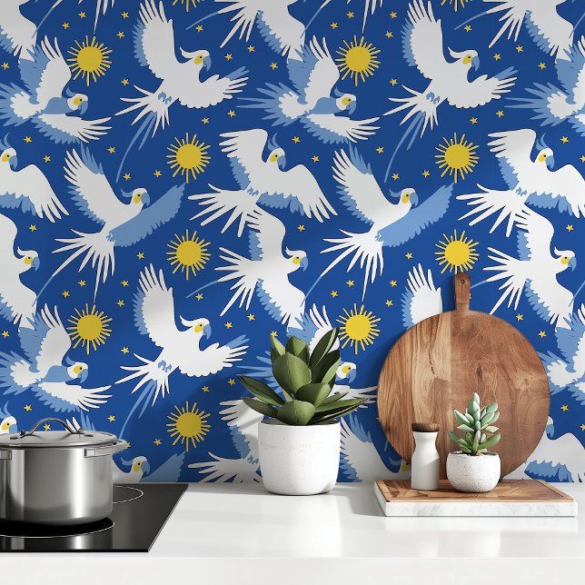 Celestial Cockatoos on Blue  Wallpaper (Creator Uploaded)