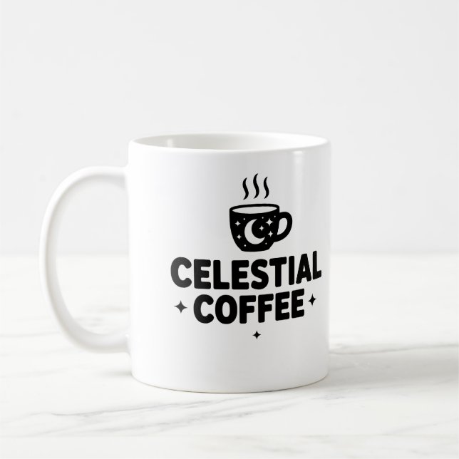 Celestial Coffee Mug – Moon & Stars Cosmic Cup (Left)