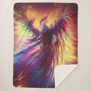 Celestial Colourful Phoenix Sherpa Blanket