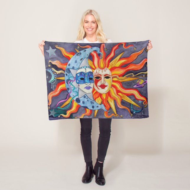Celestial Comedy and Tragedy Fleece Blanket (In Situ)
