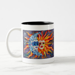 Celestial Comedy and Tragedy Two-Tone Coffee Mug