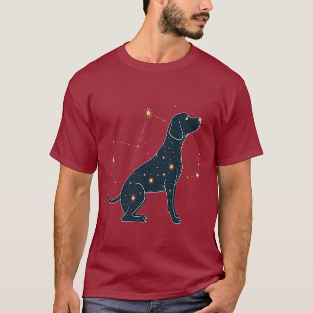 Celestial Companion: Starry Silhouette T-Shirt (Front)