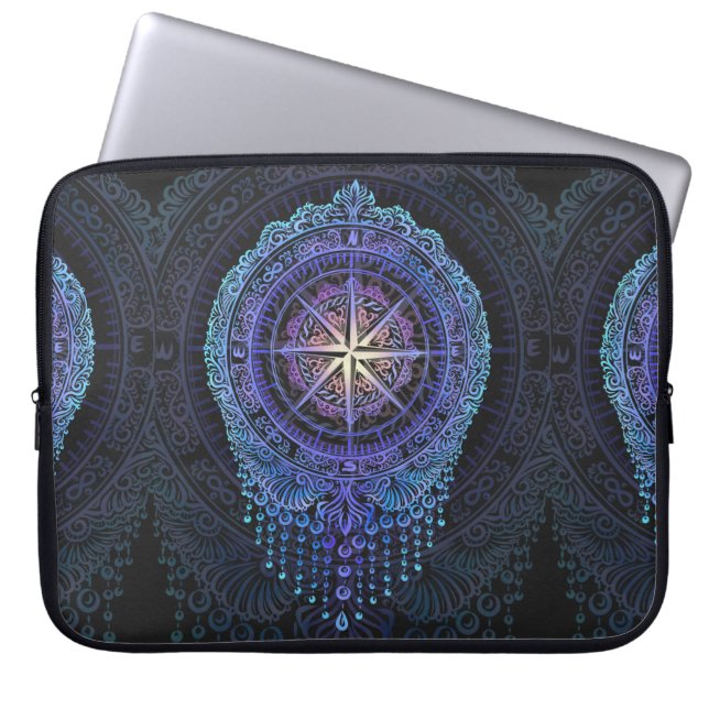Celestial Compass Mandala Laptop Sleeve (Front)