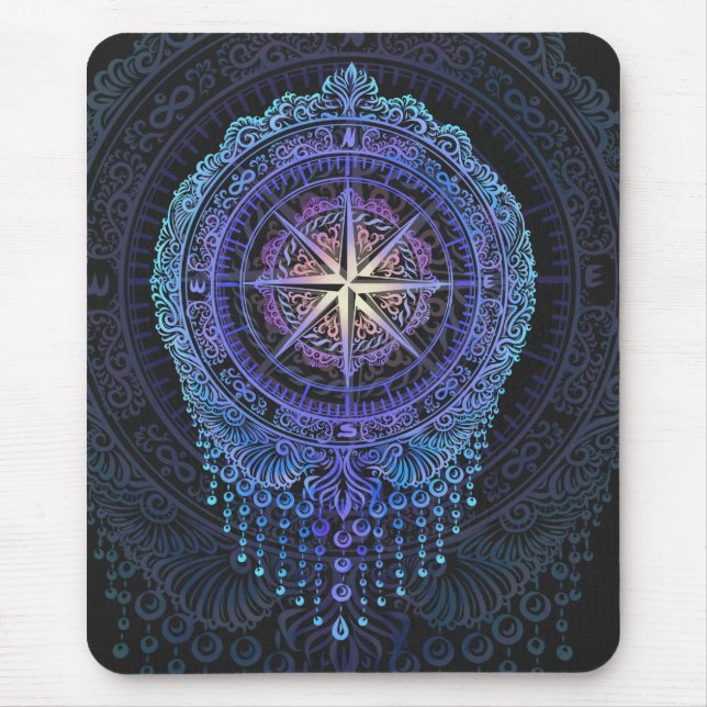 Celestial Compass Mandala Mouse Pad (Front)