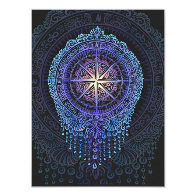 Celestial Compass Mandala Photo Print (Front)