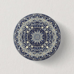 Celestial Compass Mandala Star Pattern Art 3 Cm Round Badge