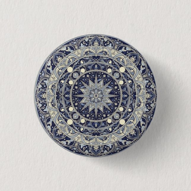 Celestial Compass Mandala Star Pattern Art 3 Cm Round Badge (Front)