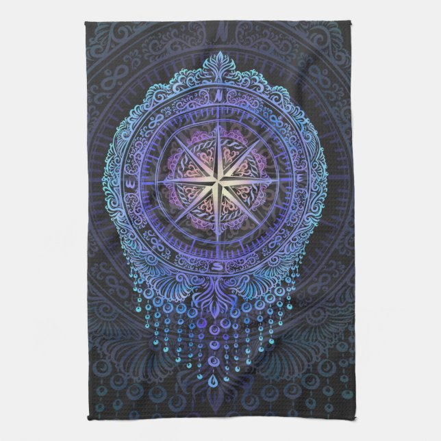 Celestial Compass Mandala Tea Towel (Vertical)