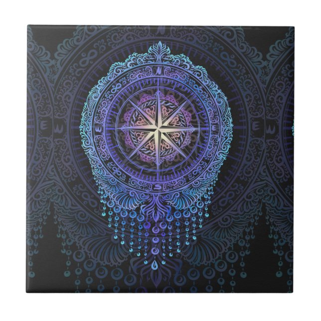 Celestial Compass Mandala Tile (Front)
