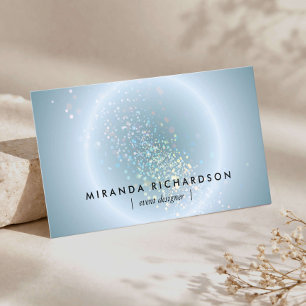 Celestial Confetti Glow Blue Business Card