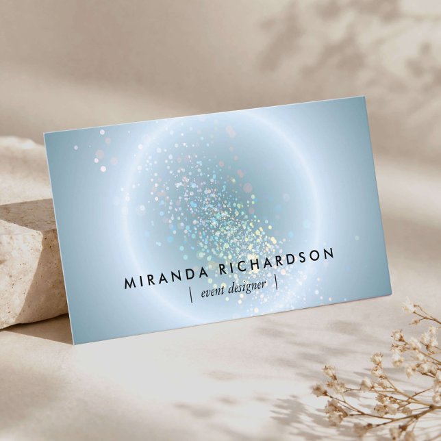 Celestial Confetti Glow Blue Business Card (Creator Uploaded)