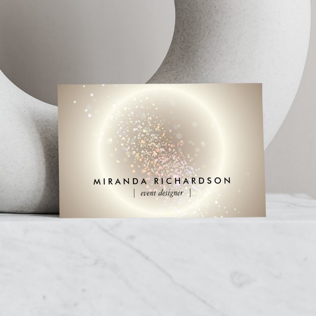 Celestial Confetti Glow Gold Business Card (Creator Uploaded)