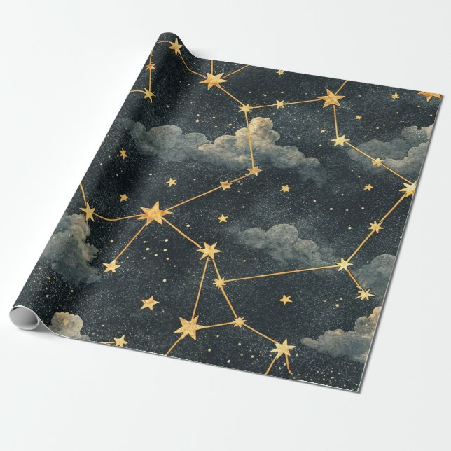 Celestial Constellation Star Pattern (1) Wrapping Paper (Unrolled)