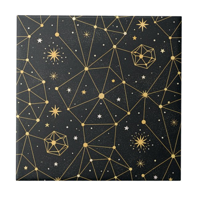 Celestial Constellation Star Pattern (3) Ceramic Tile (Front)