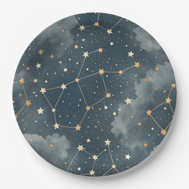 Celestial Constellation Star Pattern (4) Paper Plate (Front)