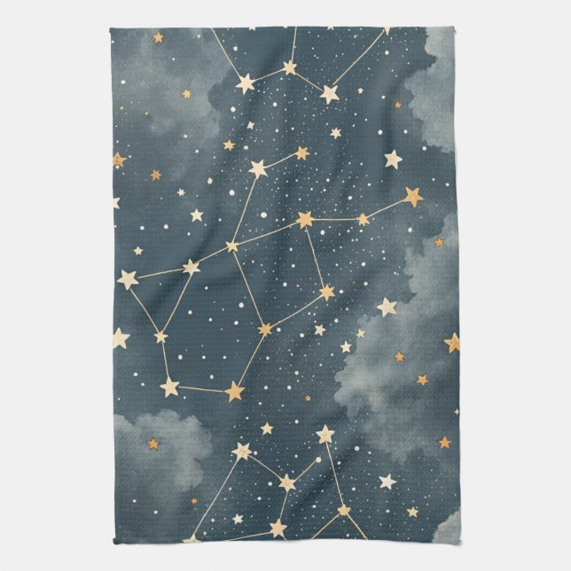 Celestial Constellation Star Pattern (4) Tea Towel (Vertical)