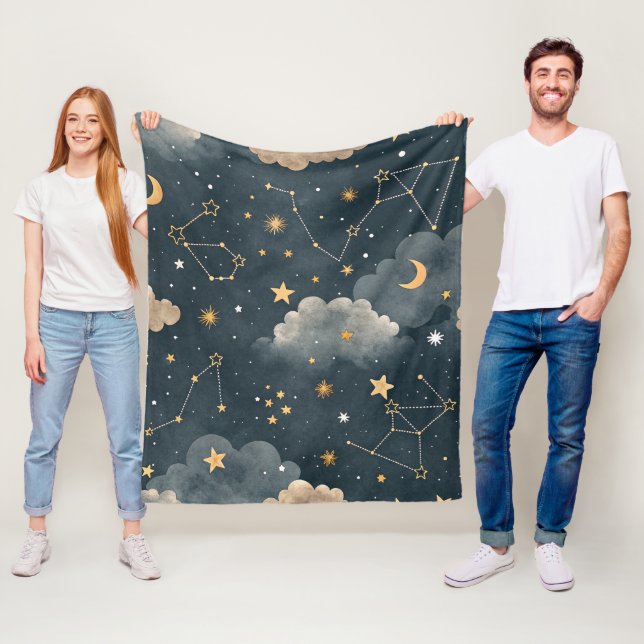 Celestial Constellation Star Pattern (5) Fleece Blanket (In Situ)