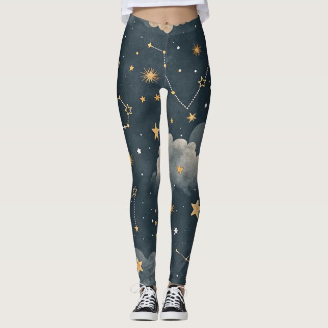Celestial Constellation Star Pattern (5) Leggings (Front)