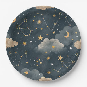 Celestial Constellation Star Pattern (5) Paper Plate