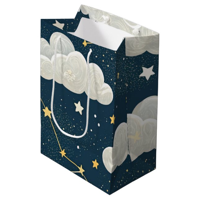 Celestial Constellation Star Pattern (6) Medium Gift Bag (Front Angled)