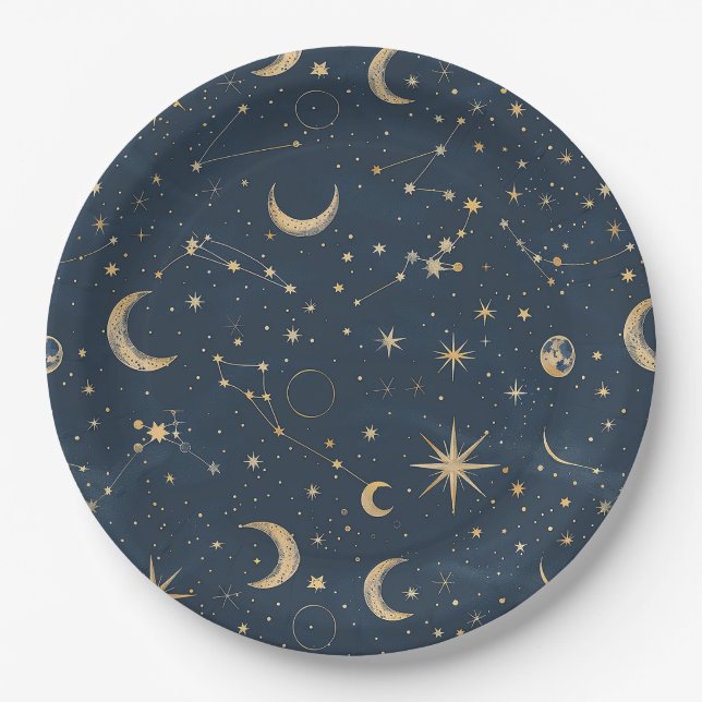 Celestial Constellation - Starry Night (1) Paper Plate (Front)