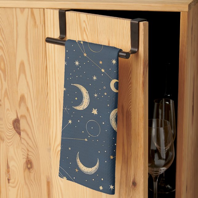 Celestial Constellation - Starry Night (1) Tea Towel (Thirds Fold)