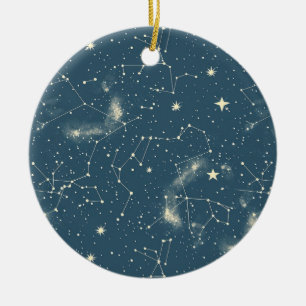 Celestial Constellation - Starry Night (2) Ceramic Ornament