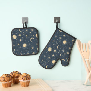 Celestial Constellation - Starry Night (3) Oven Mitt & Pot Holder Set