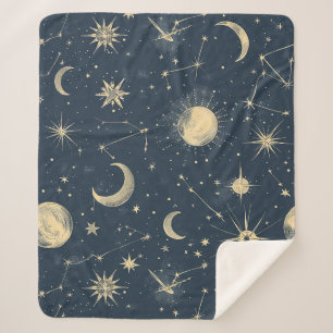 Celestial Constellation - Starry Night (3) Sherpa Blanket