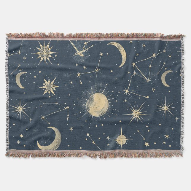 Celestial Constellation - Starry Night (3) Throw Blanket (Front)