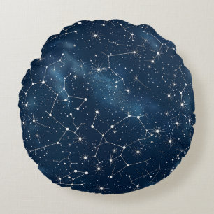 Celestial Constellation - Starry Night (4) Round Cushion