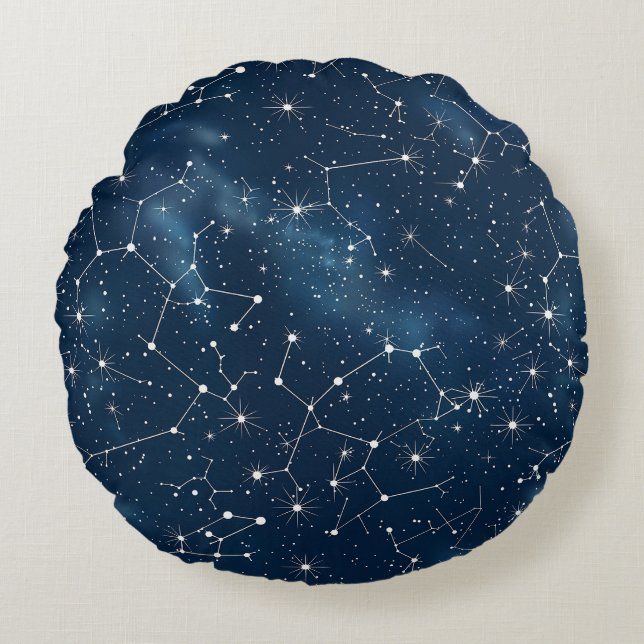 Celestial Constellation - Starry Night (4) Round Cushion (Front)